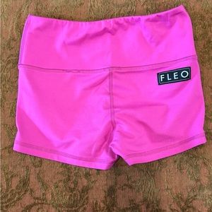 Magenta Fleo workout shorts.